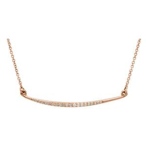 1/8 Ctw Diamond Curved Bar Necklace in 14k Rose Gold, 16 Inch